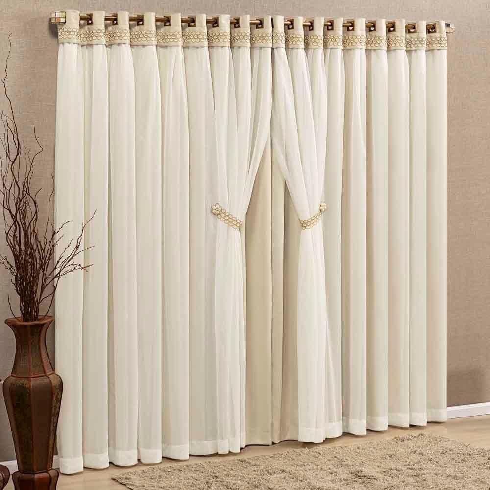 Cortina Grécia 3 Mts Sala Quarto Blackout Para Varão - Palha
