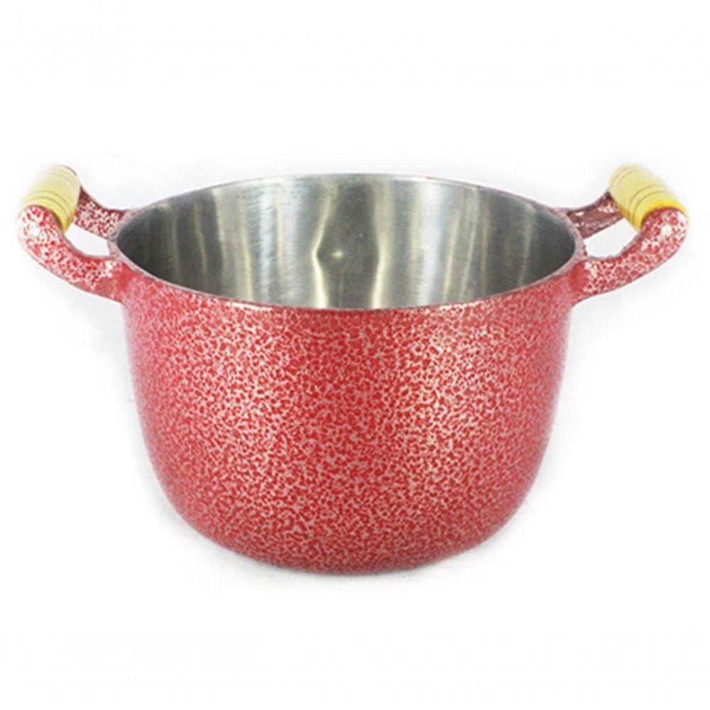 Caldeirão Alumínio Alça De Madeira 30Cm Vermelho
