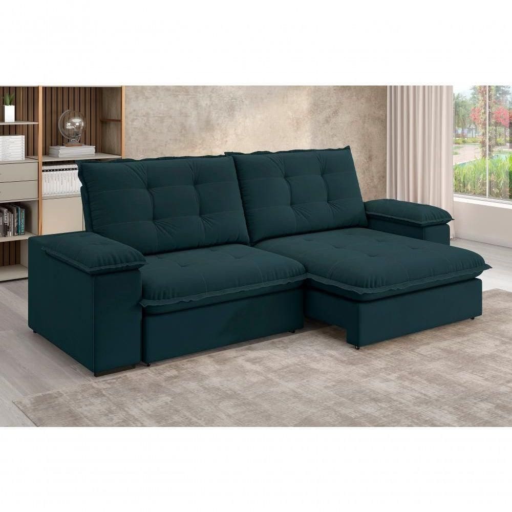 Sofá Fofão Premium 2,50m Retrátil/reclinável Suede Petróleo - Xflex Sofas