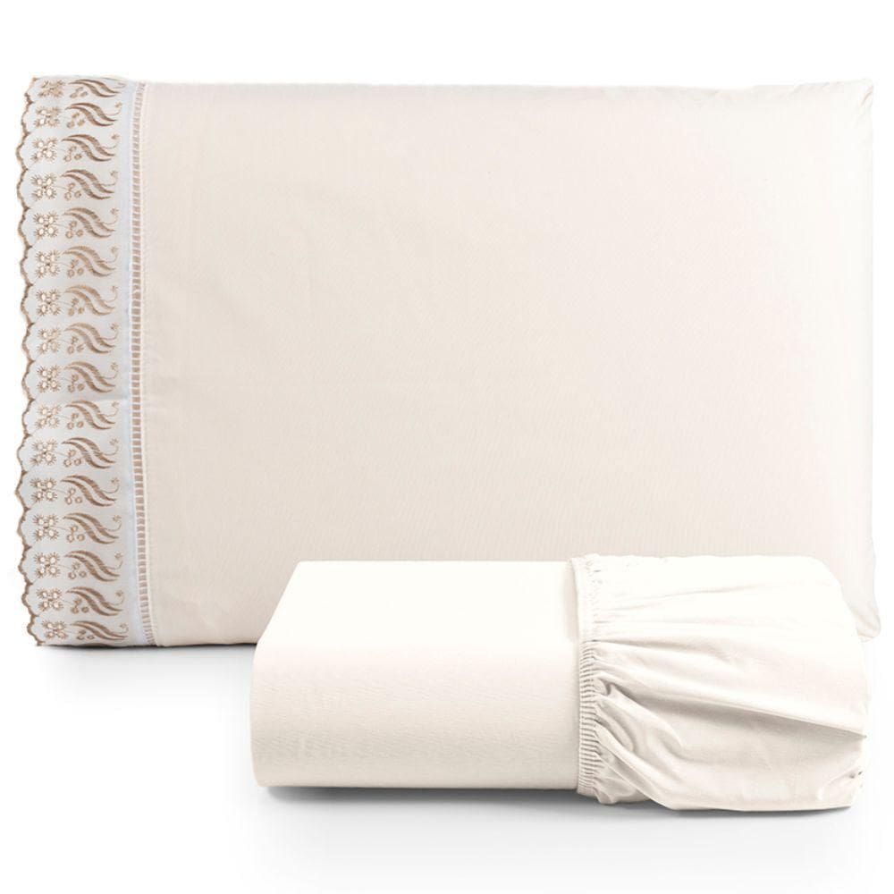 Jogo De Lençol Suave Lese Percal 180 Fios Solteiro 2 Peças Barato - Palha