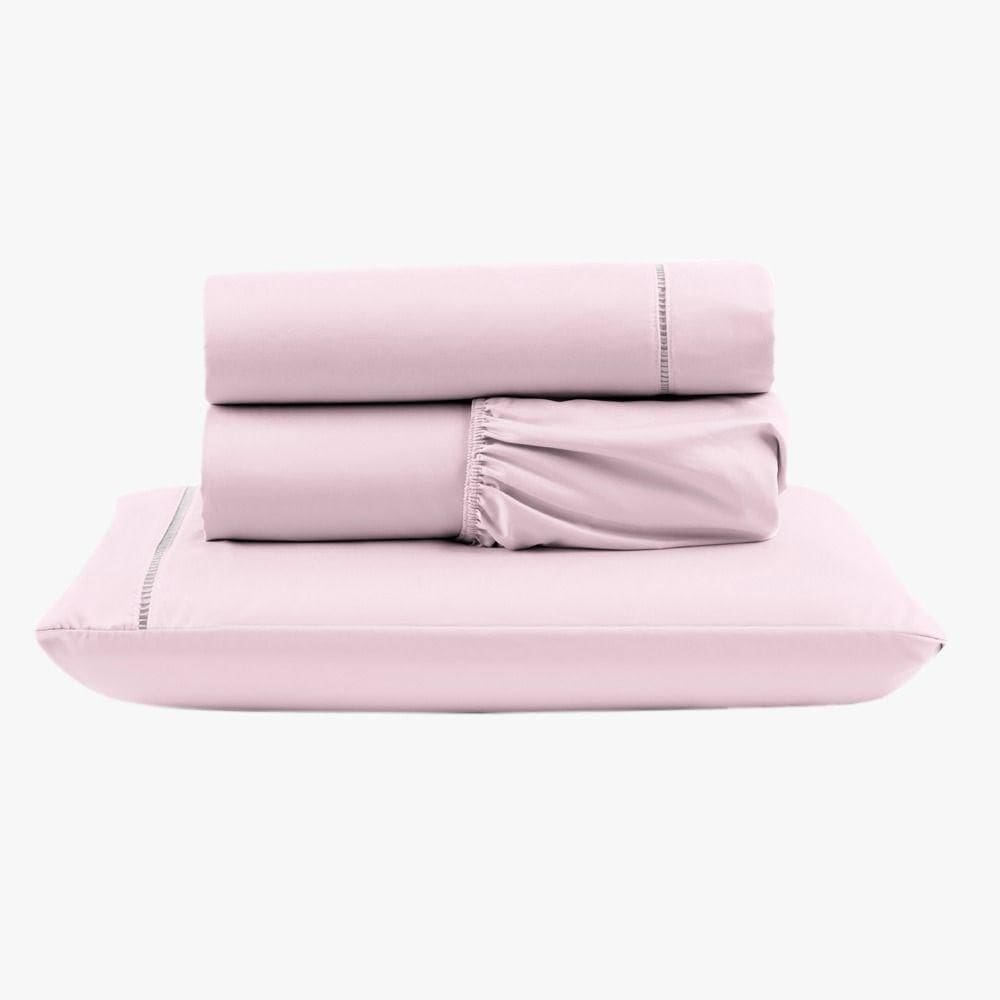 Jogo De Lençol Peletizado 400 Fios Solteiro 3 Peças Casa - Hotel - Pousada Barato - Rosa