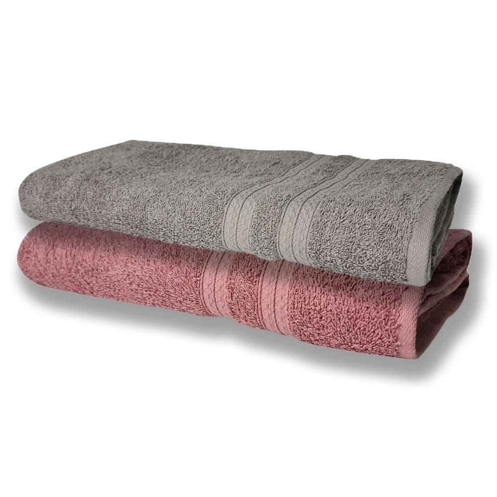 2 Toalhas Super Felpudas Grande E Grossa Algodão 80x150 Itália Soft Beka - Cinza/rosê Cinza/rosê