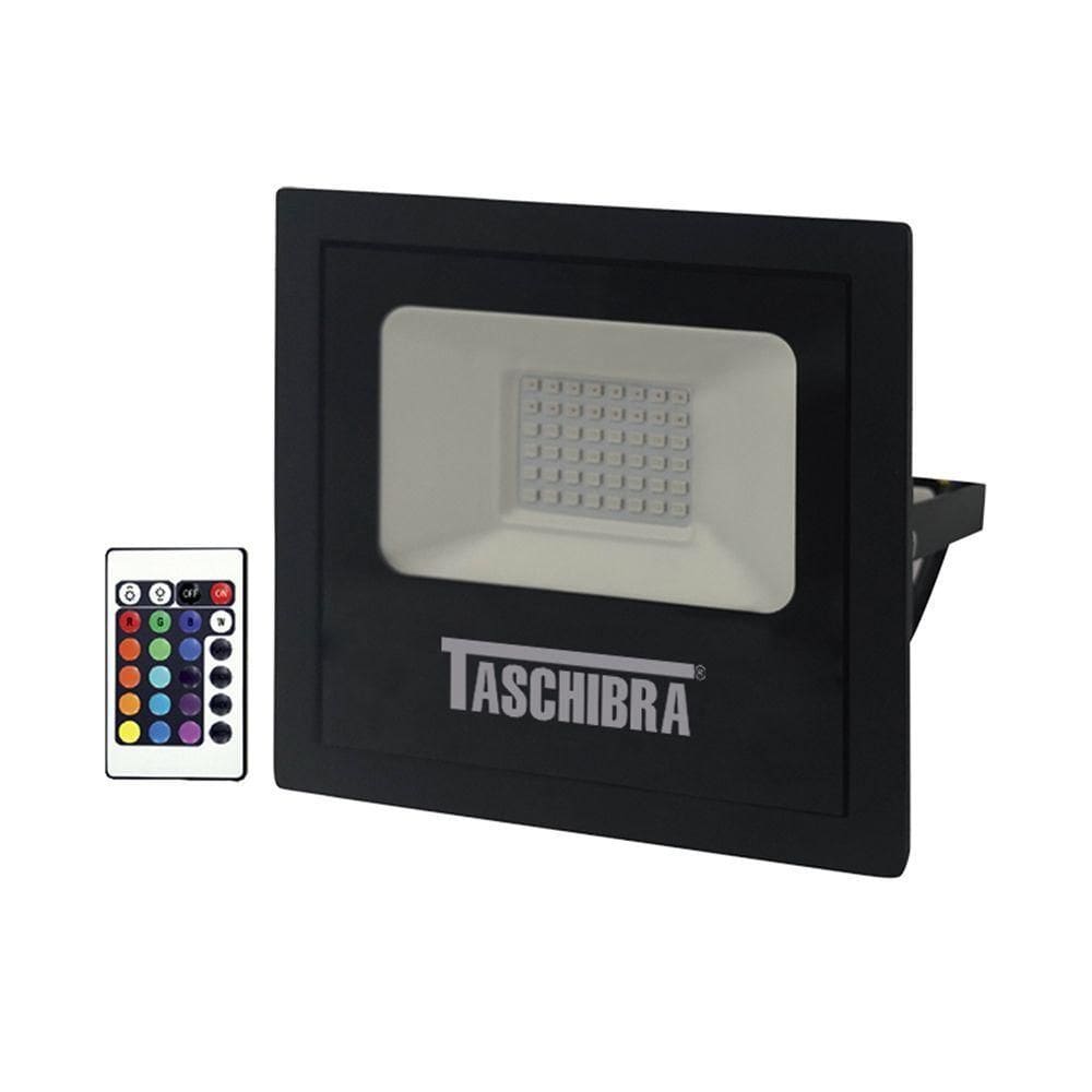 Refletor Taschibra Led Tr Slim 20w Rgb Preto Bivolt