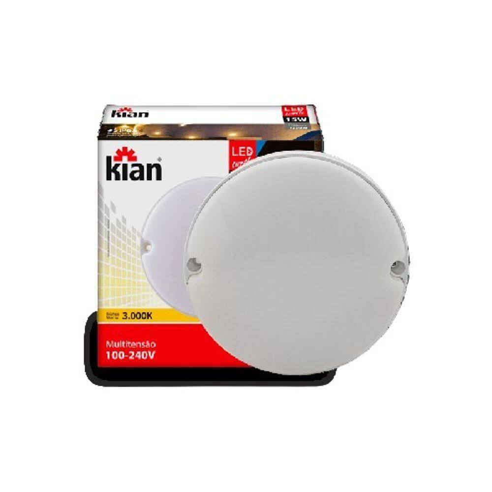 Kit 3 Luminárias Tartaruga 15w Redonda Branca Quente 3000k