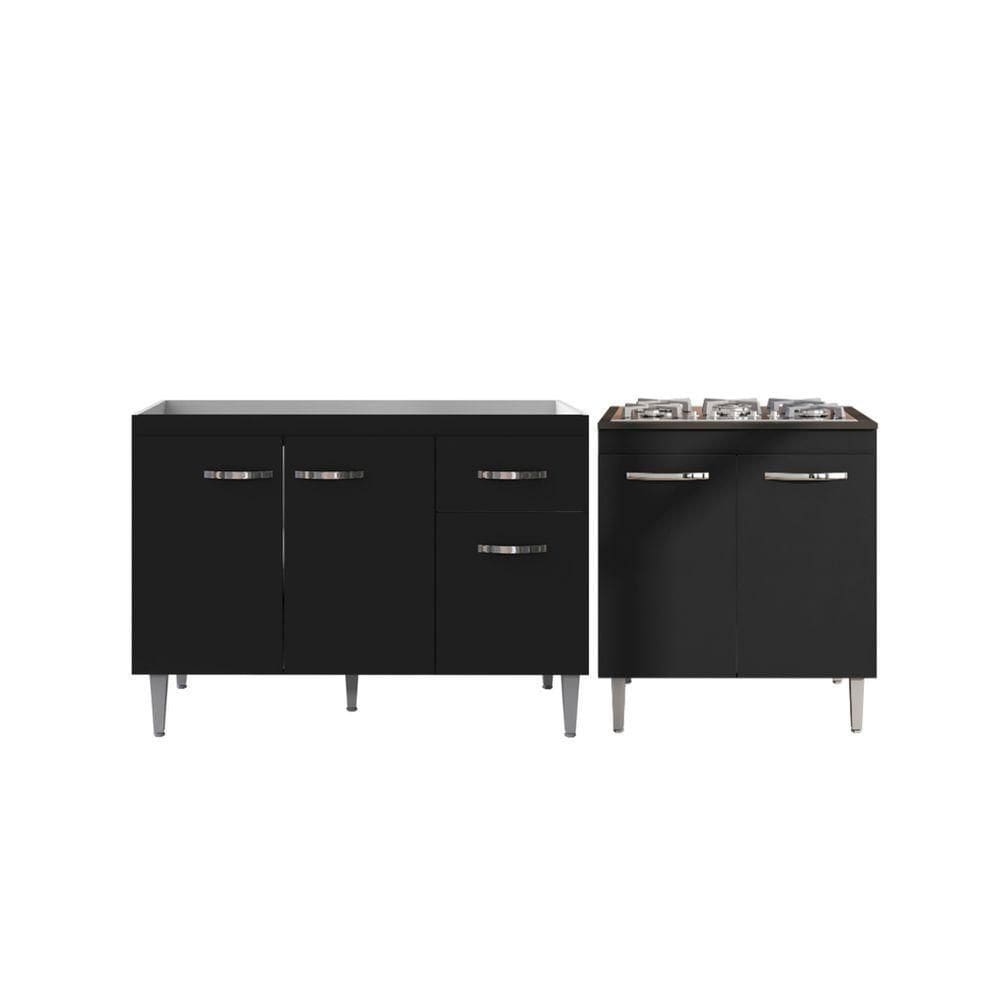 Kit Balcão Gabinete Para Pia Gabriela 120cm C- Balcão Cooktop Catarina 4 Ou 5 Bocas