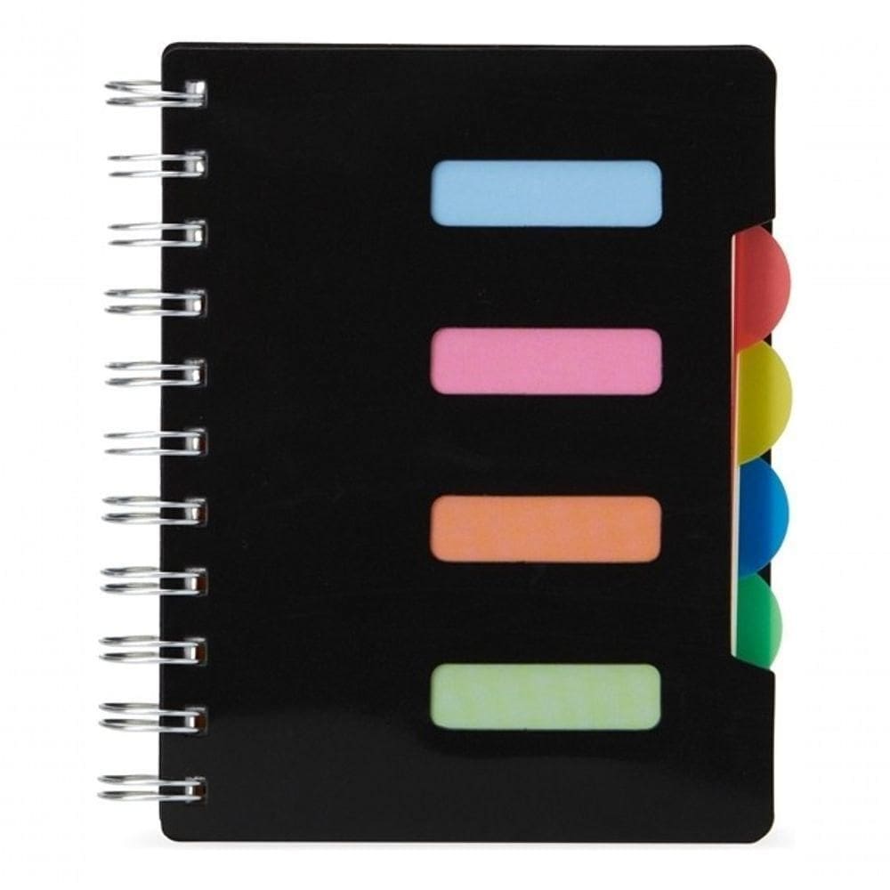 Caderno Pequeno Com Divisórias Espiral Anotações Pauta Cor Preto