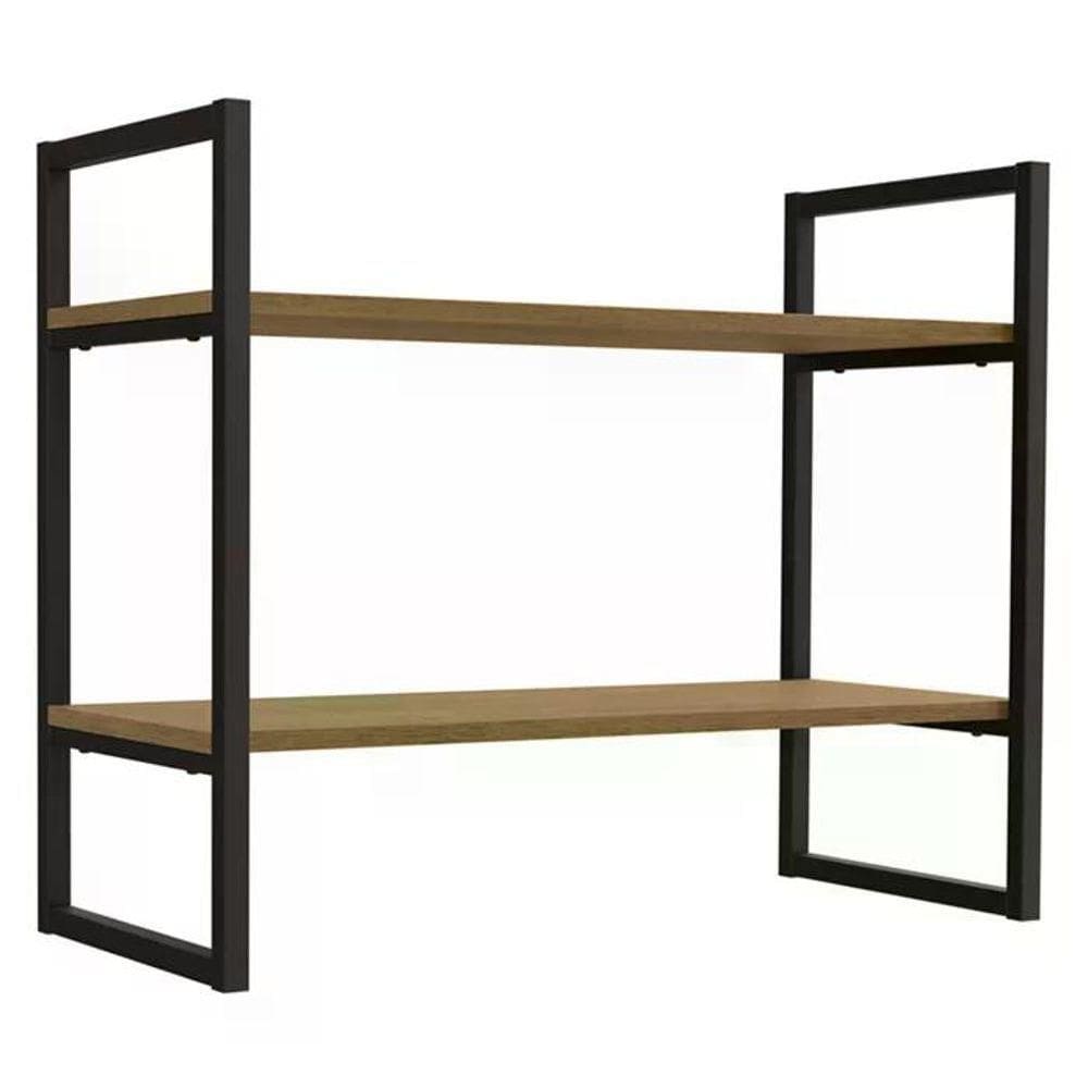 Nicho 02 Prateleiras 60X72Cm Industrial Crome Freijo Preto