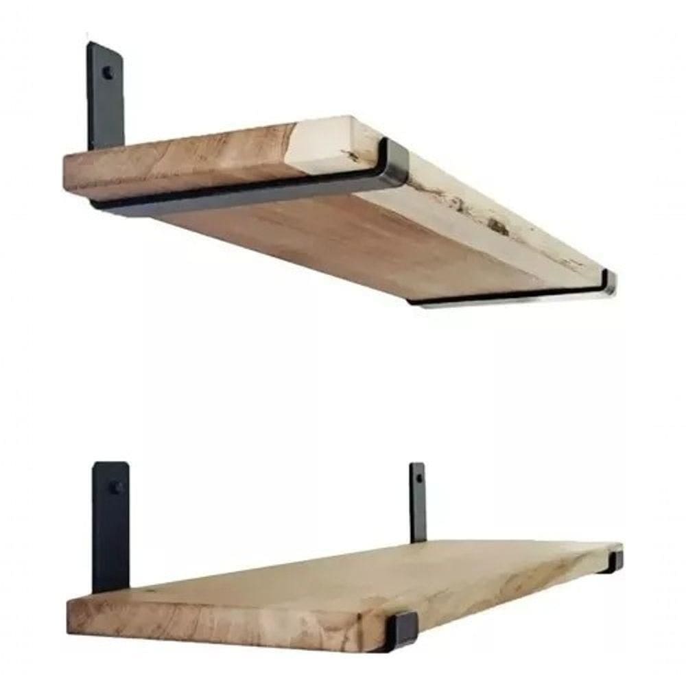 Kit 3 Prateleiras Suspensas Com Par De Mão Francesa 80X50X20 Para Cozinha