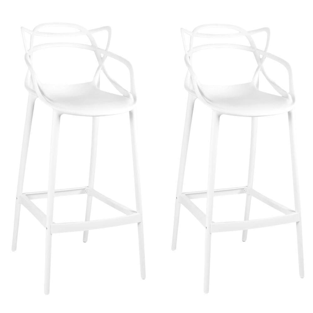 Kit 2 Banquetas Allegra Com Encosto Design Cozinha/bancada - Branco