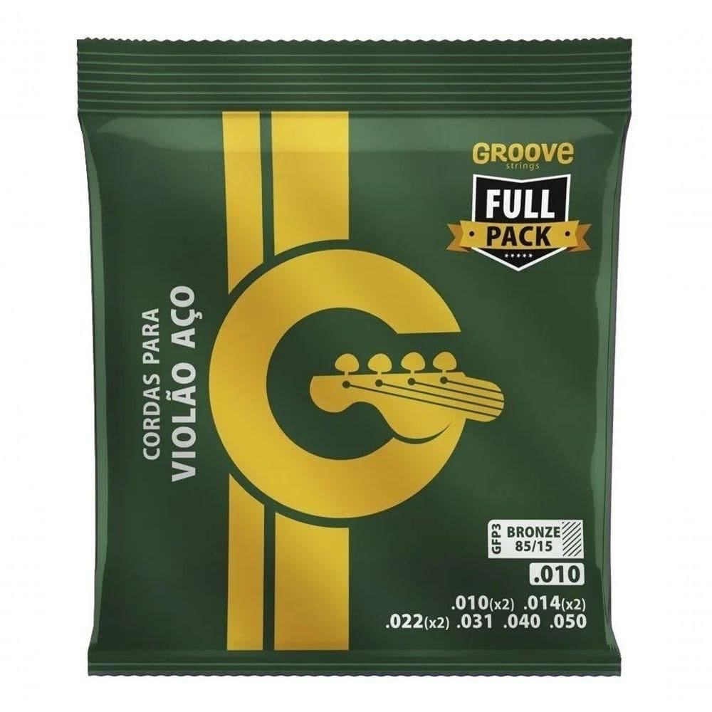 Jogo De Cordas P-violão Bronze 85-15 Groove 0.010”-0.050” Gfp3