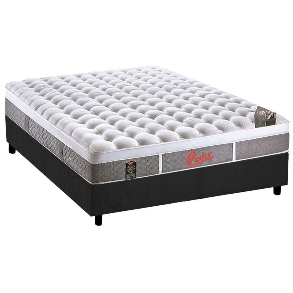 Cama Box Casal: Colchão Molas Ensacadas Castor Plush+Base Gray(138X188)