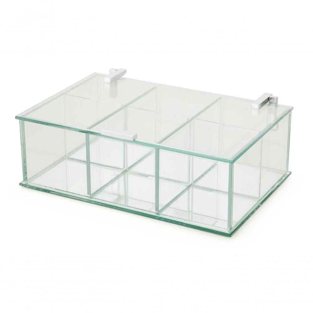 Caixa De Vidro Multiuso Com Divisórias Fundo Espelhado Tampa Guardar Jóias Decorativa Forma
