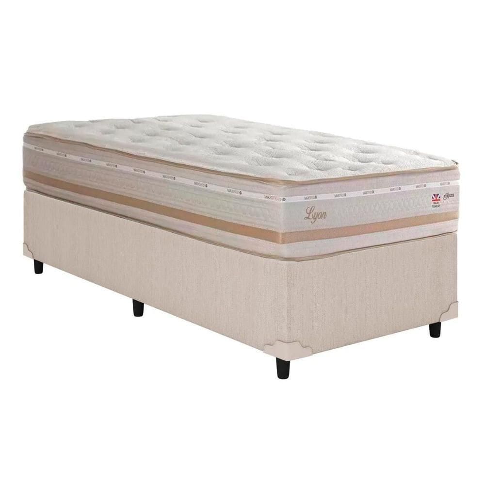 Cama Box Solteiro: Colchão Molas Herval Maxspring Lyon + Base Crc Courano Clean(88X188)