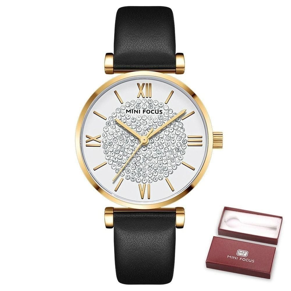 Relógio Feminino Mini Focus Mf0334l à Prova D`água Preto Branco