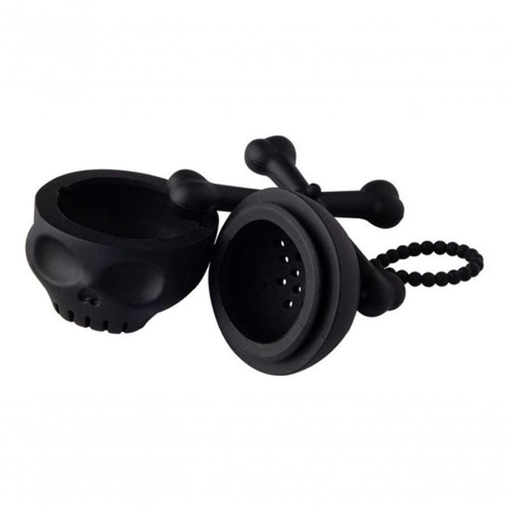 Infusor Filtro Silicone Chá Preto Caveira Reutilizável Bones