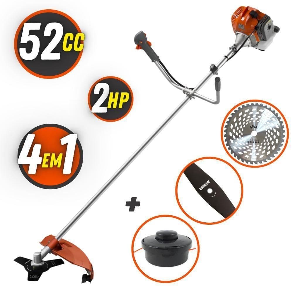 Roçadeira 52cc Tekna Rl520 + Faca 2 Pontas + Faca 40 Dentes