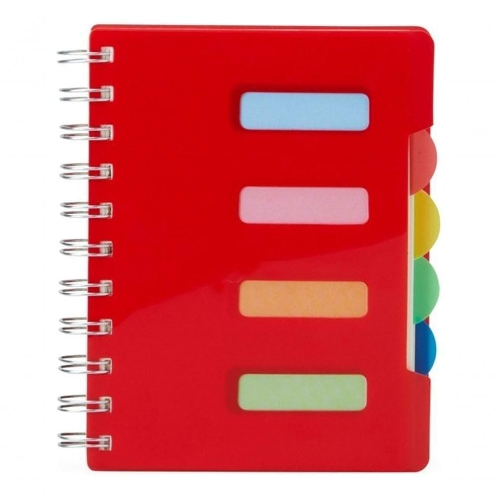 Caderno Pequeno Com Divisórias Espiral Anotações Pauta Cor Vermelho
