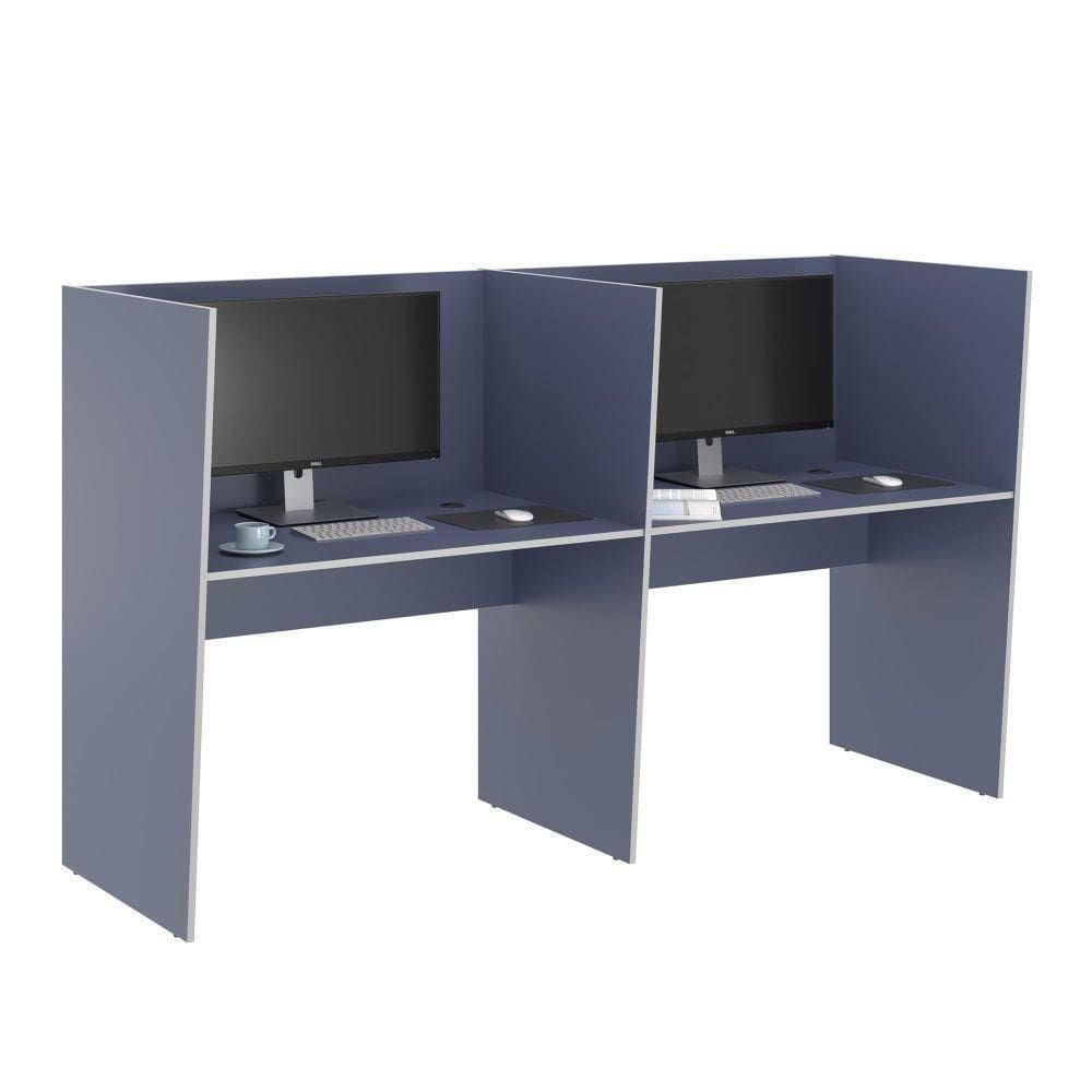 Escrivaninha Office 2 Lugares Letonia Azul