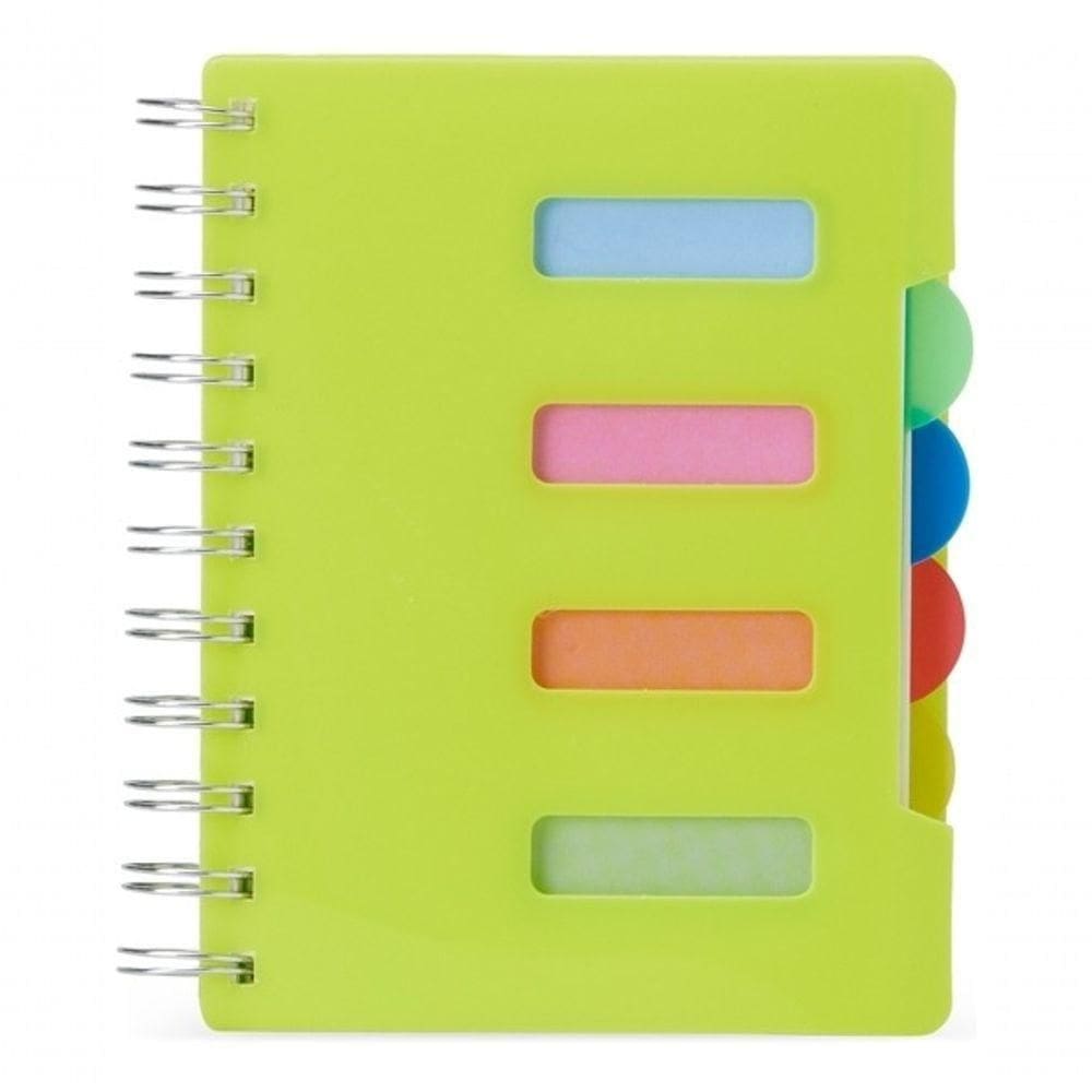 Caderno Pequeno Com Divisórias Espiral Anotações Pauta Cor Verde