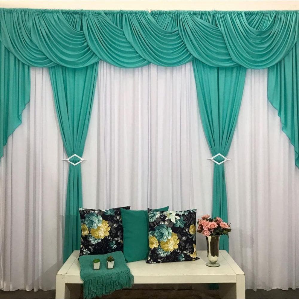Cortina Idealle Para Varão Em Malha 3,00m X 2,60m Sala Quarto Top - Verde