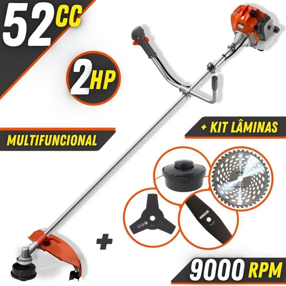 Roçadeira Tekna Rl520ac 52cc + Lâminas 2 Pontas E 40 Dentes