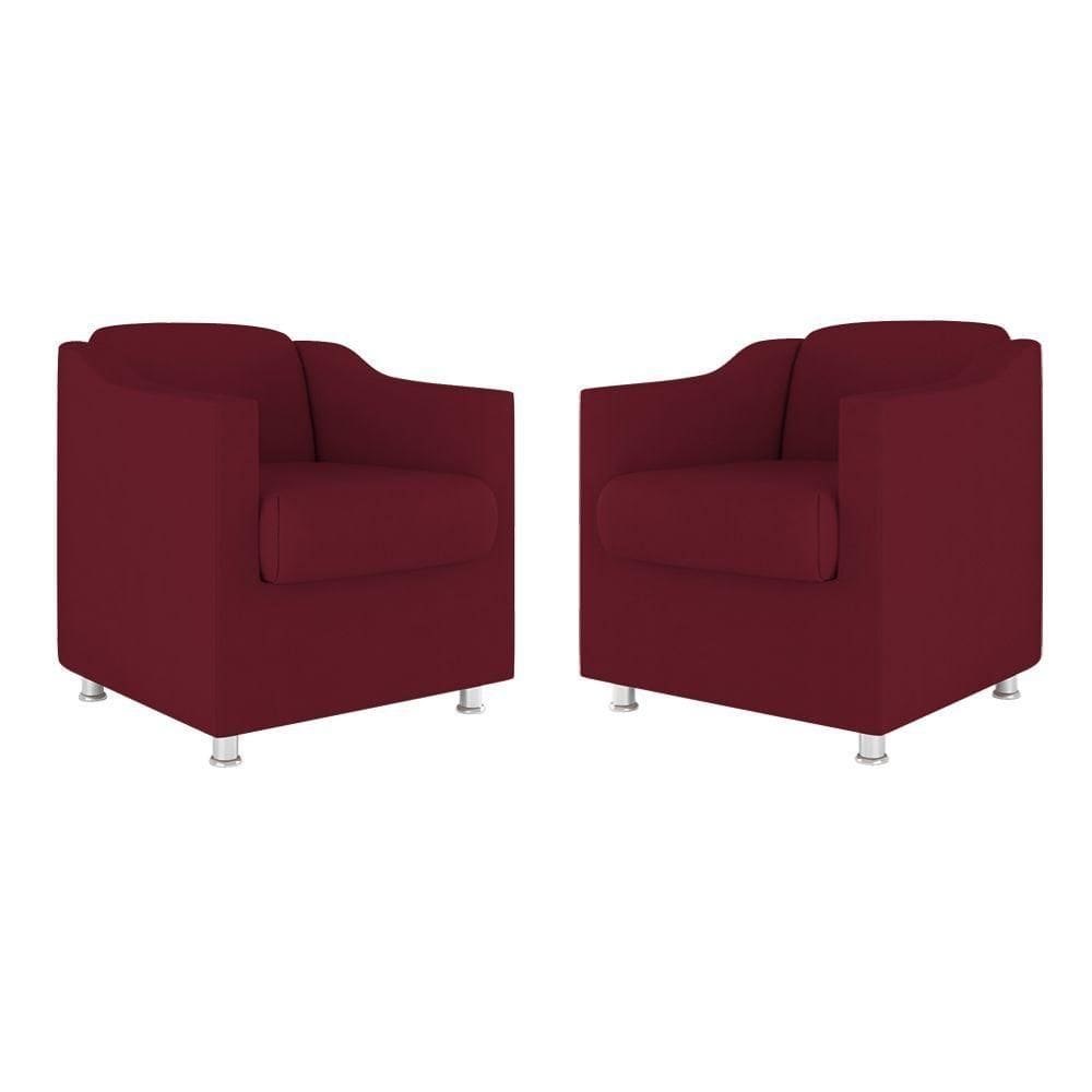 Kit 02 Cadeiras Poltronas Decorativas Recepção Clinica Suede Cor:marsala