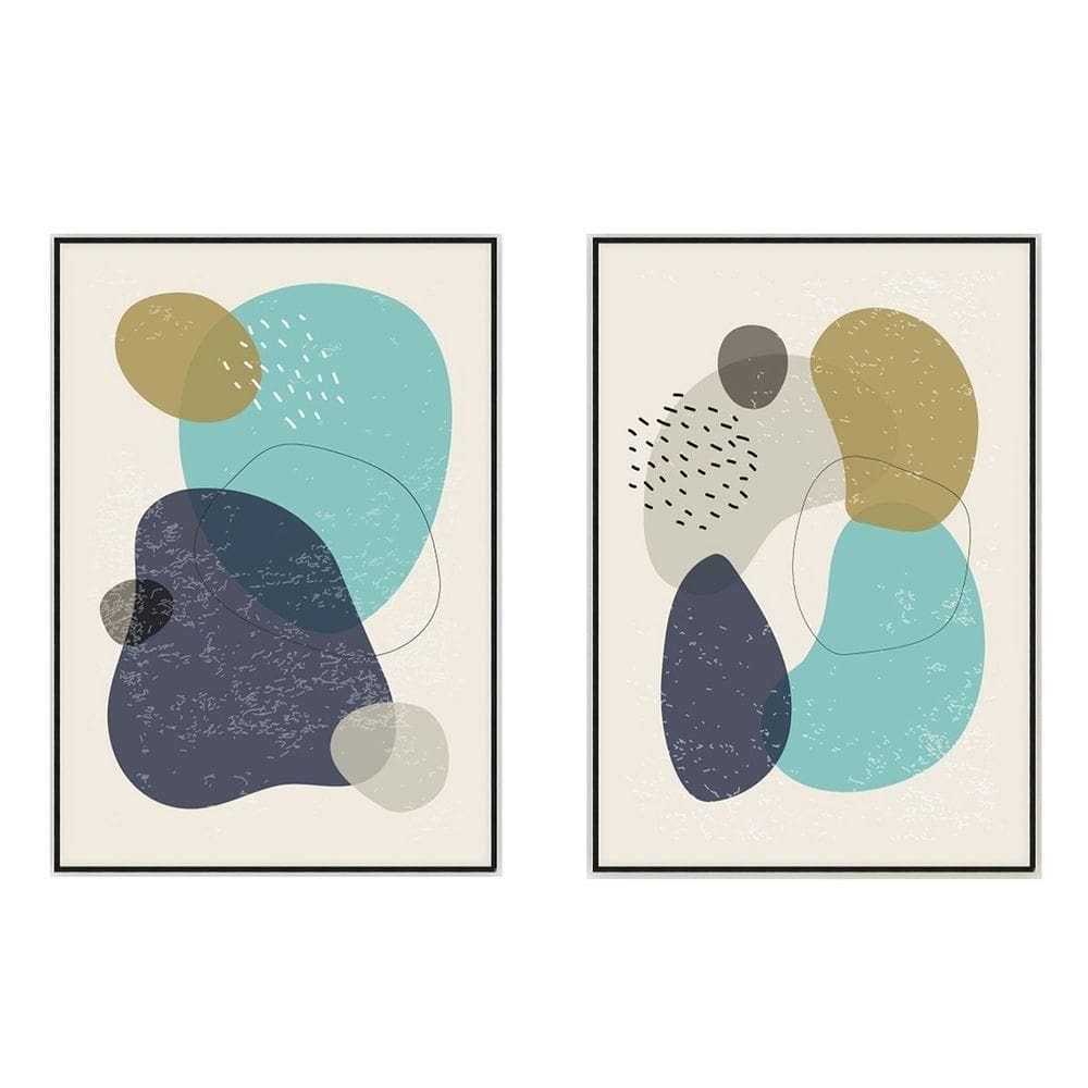 Kit Com 2 Quadros Decorativos Abstratos Com Moldura Para Sala Quarto Escritório 52x72 Abstrato 010