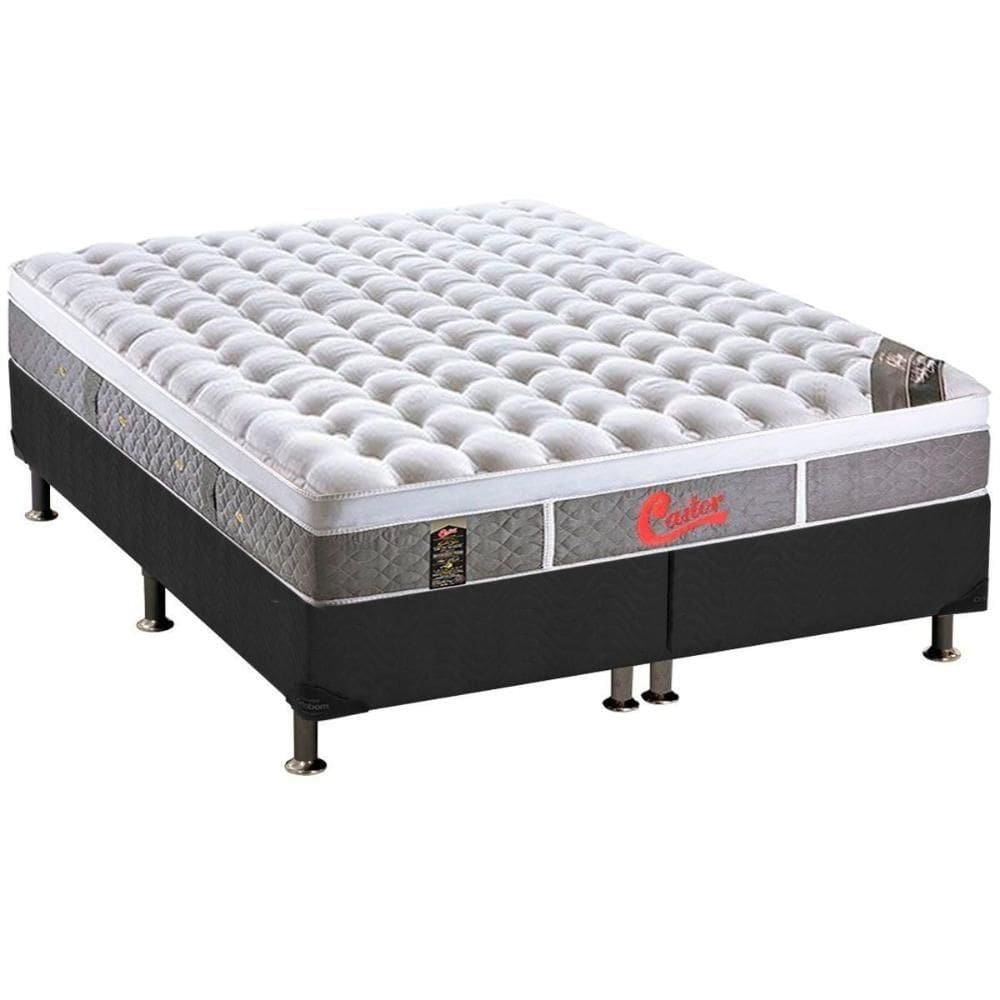 Cama Box King: Colchão Molas Ensacadas Oxygen New Plush + Base Crc Suede Gray(193x203)
