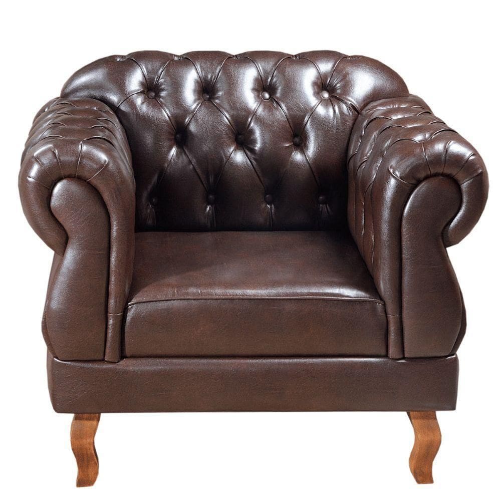 Poltrona Chesterfield Elisabeth Clássica Via Encanto Courano Marrom