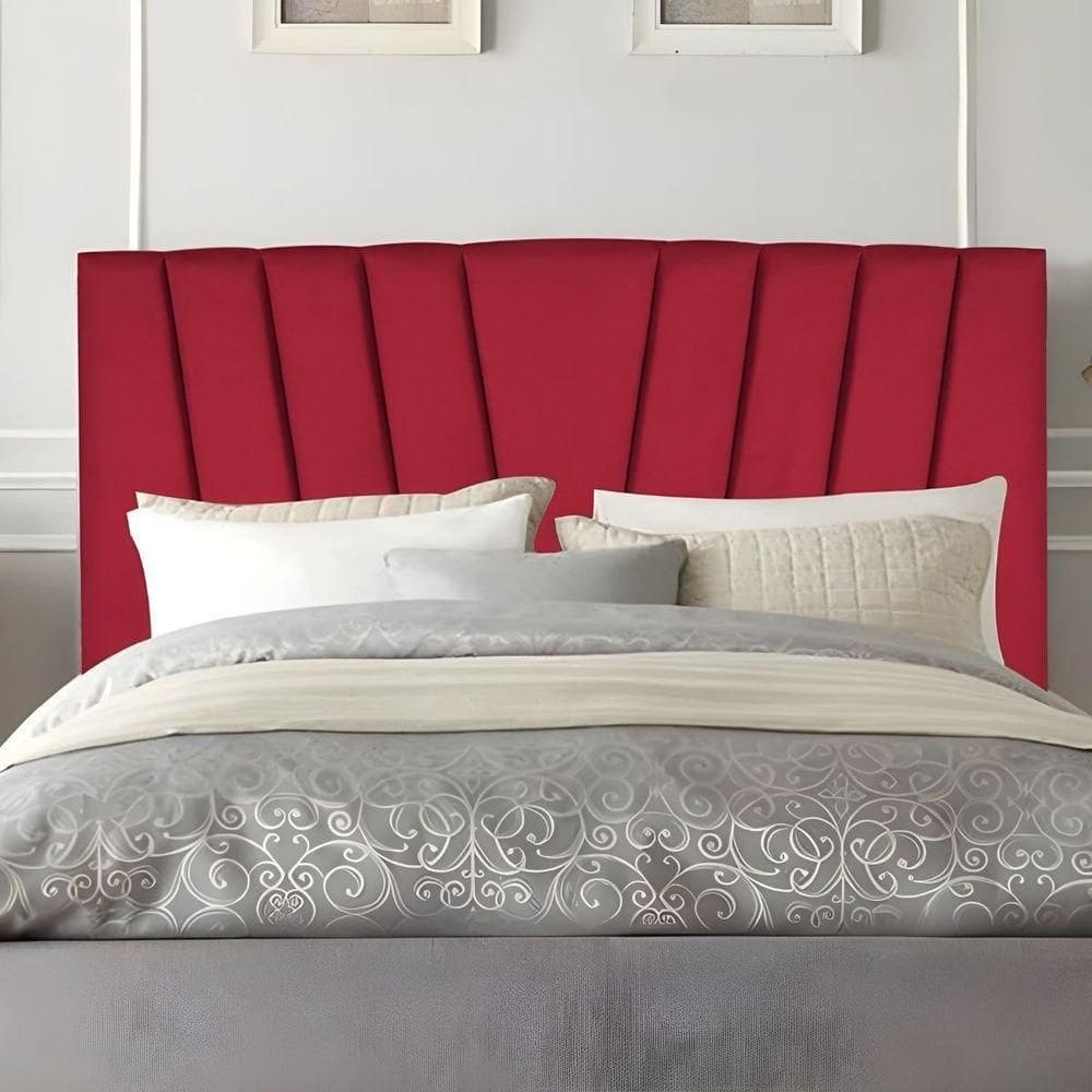 Cabeceira Solteiro Cama Estofada 100 Cm Emma Suede Vermelho