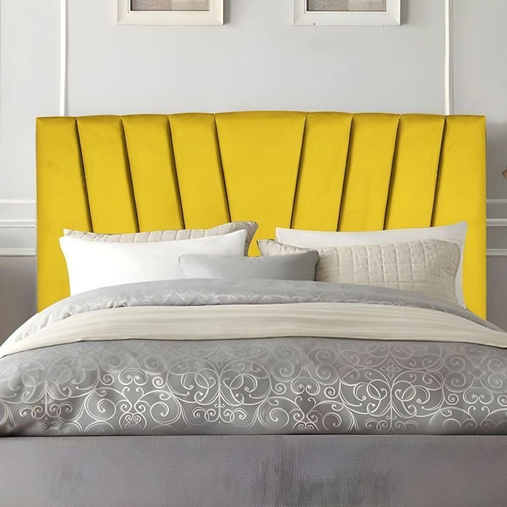 Cabeceira Solteiro Cama Estofada 100 Cm Emma Suede Amarelo