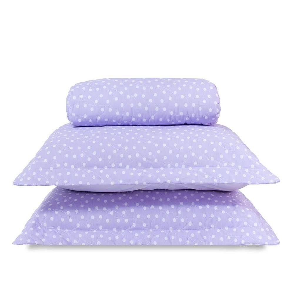 Cobre Leito King Classic Estampado 160 Fios 3 Peças Poa Lilas