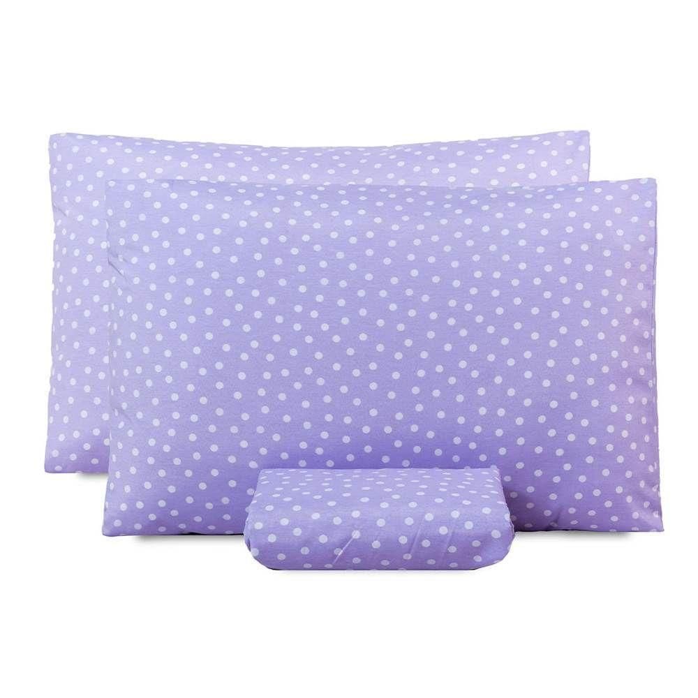 Jogo De Lençol Casal Padrão Classic Estampado 160 Fios 3 Peças Poa Lilas