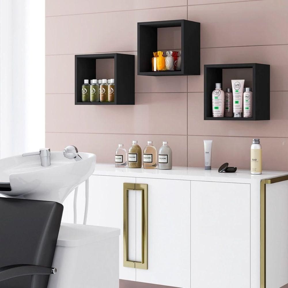 Kit 03 Nicho Decorativo Quarto Sala Recepção Salão De Beleza Preto