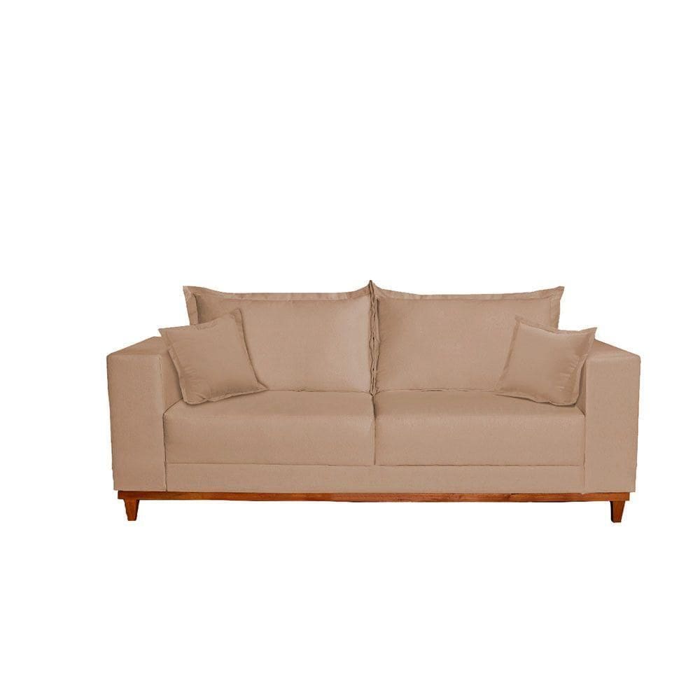Sofá Fixo Living 3 Lugares Pequim Veludo Bege