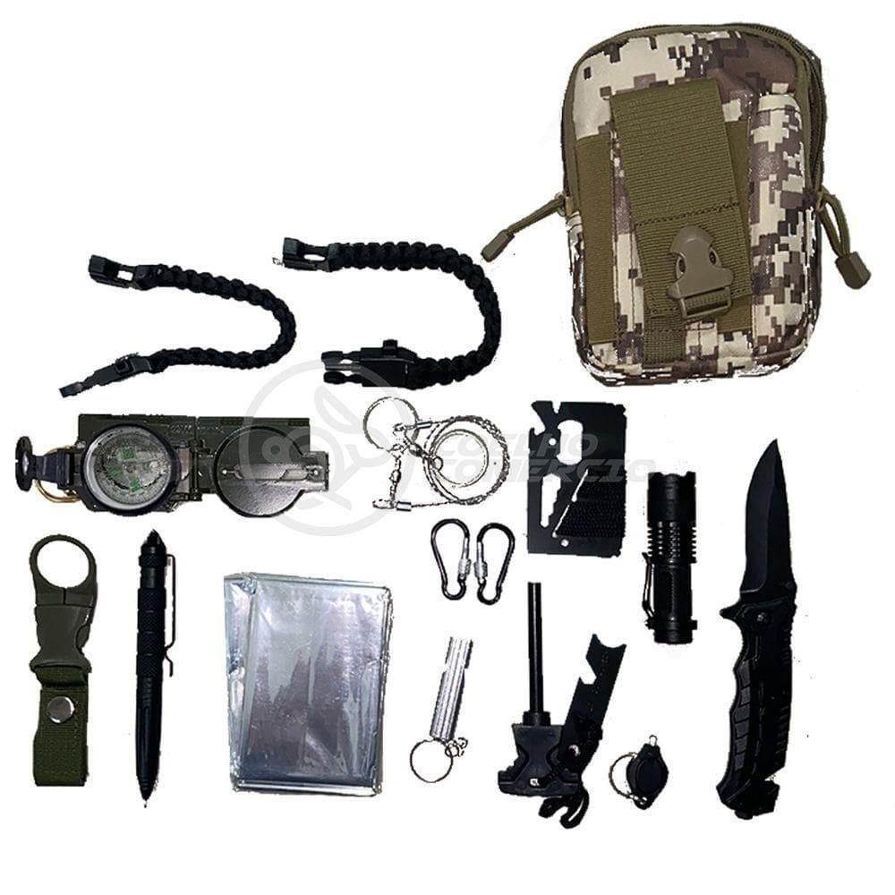 Kit De Sobrevivência E Atividades Camping Bolsa Camuflada Para Selva Escoteiro Pesca Acampar