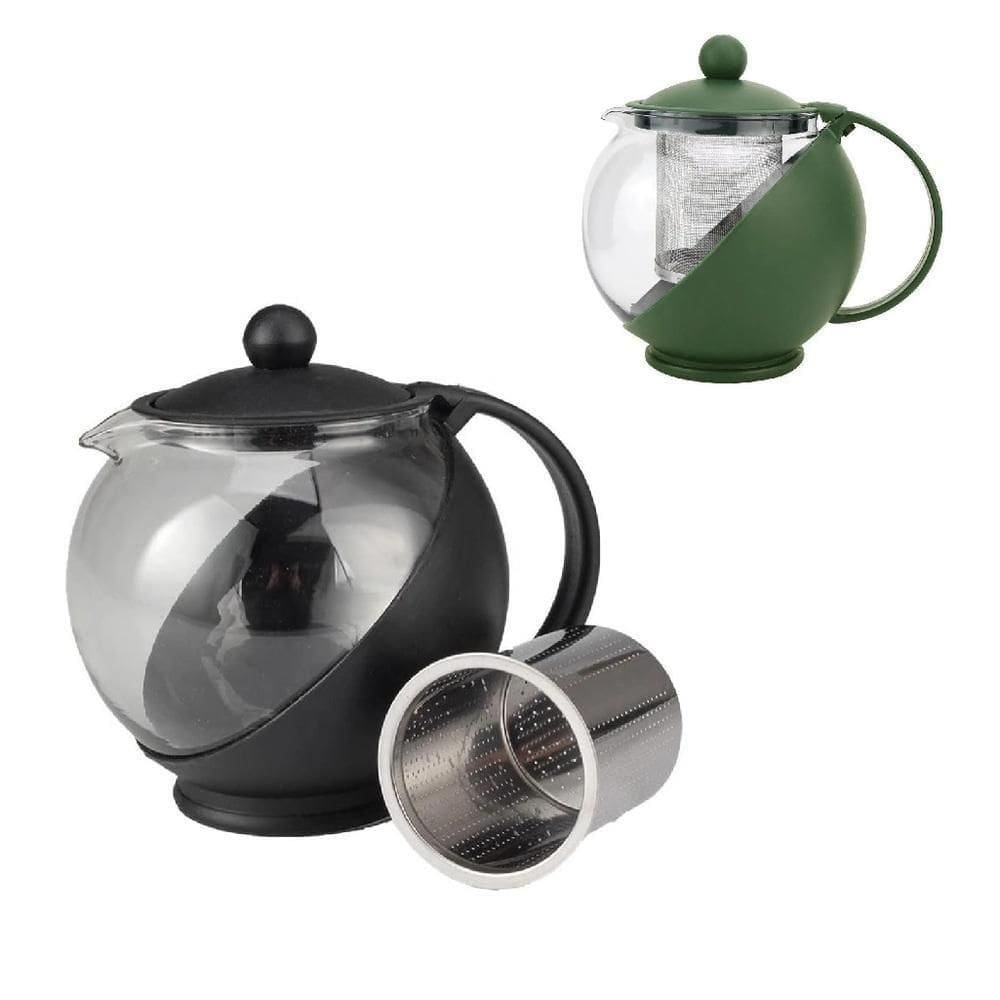 Bule Para Chá E Café Com Infusor, Chaleira De Vidro 1250ml, Cafeteira Em Inox, Jarra Para Suco, Filtro E Coador Grande.