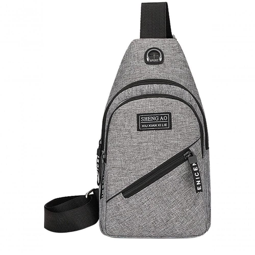 Bolsa Mochila Impermeável Transversal Crossbody Pochete De Peito Portátil Alça única Ajustável Cinza