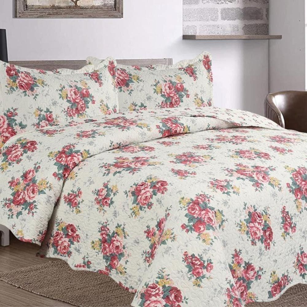 Kit Cobre Leito Colcha Daily King 3 Peças Dupla Face Estampado - Patchwork 36 - 100% Poliéster
