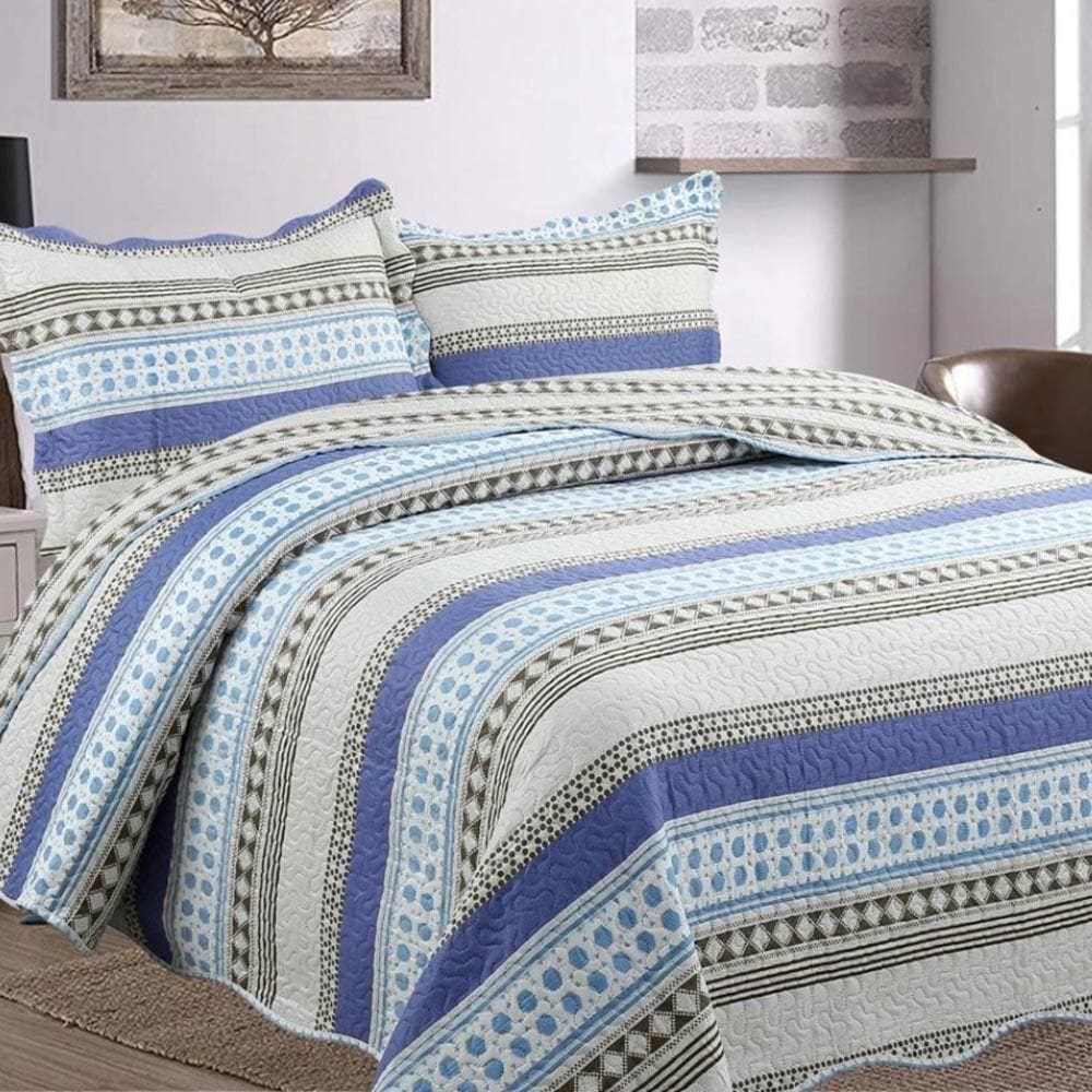 Kit Cobre Leito Colcha Daily King 3 Peças Dupla Face Estampado - Patchwork 38 - 100% Poliéster