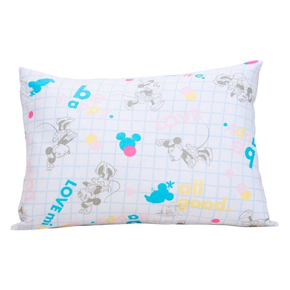 Fronha Portallar Malha Disney Estampada Minnie Be Happy 48cmx68cm Branco