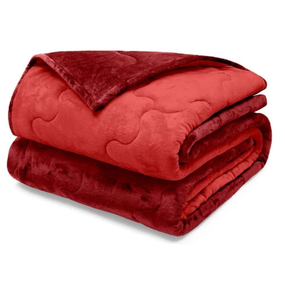 Edredom Buettner King Plush Flannel 100% Poliéster Dupla Face 260mx280m Vermelho Escuro E Vermelho Claro