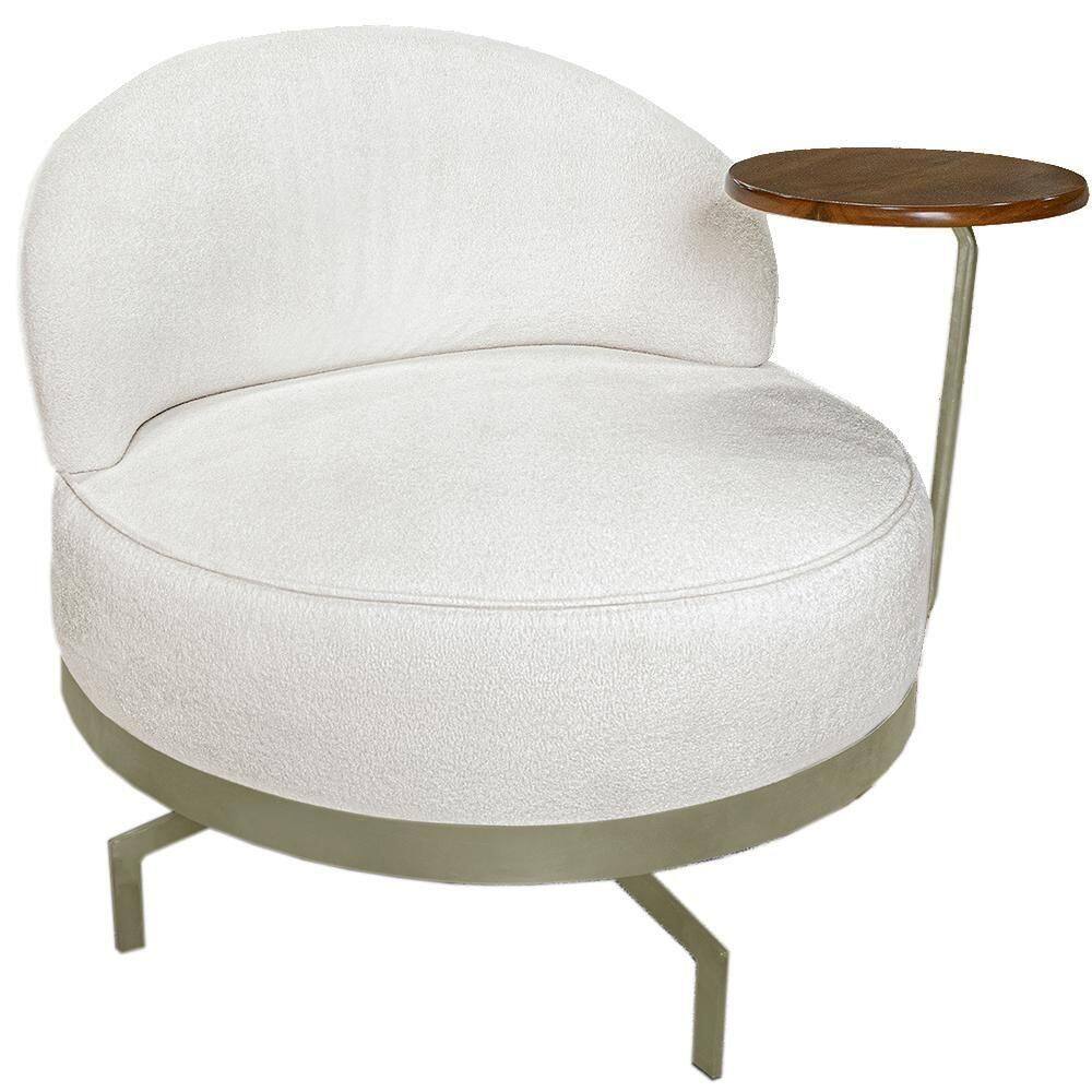 Poltrona Giratoria Glamour 704 Organica Linho Boucle 3300 Ezz 3300