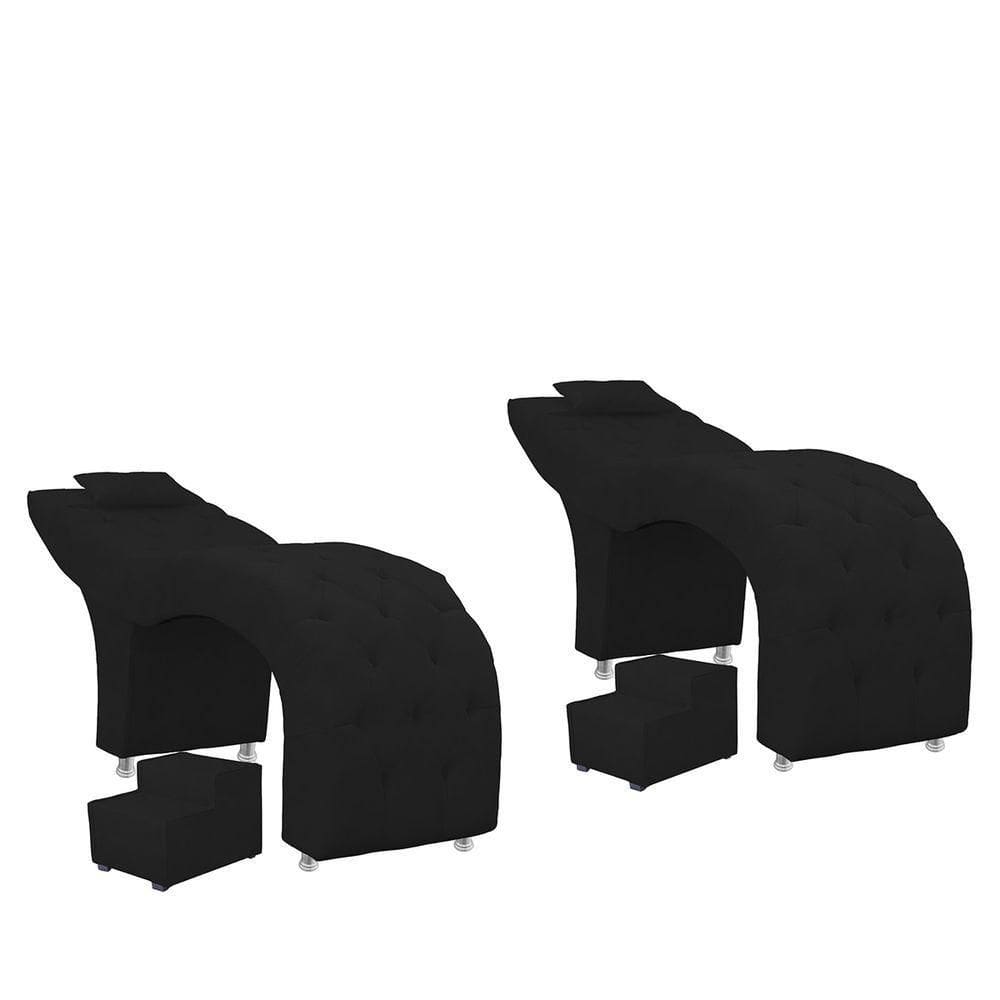 Kit 2 Maca Mais Escada Estofada Capitone Estetica Facial Sombrancelha E Cilios Preto