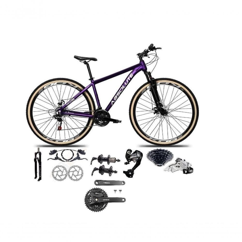 Bicicleta Aro 29 Absolute Nero 5 Câmbios 27v Shimano Altus Freios Hidráulicos Pneu Com Faixa - Roxo Tam.17