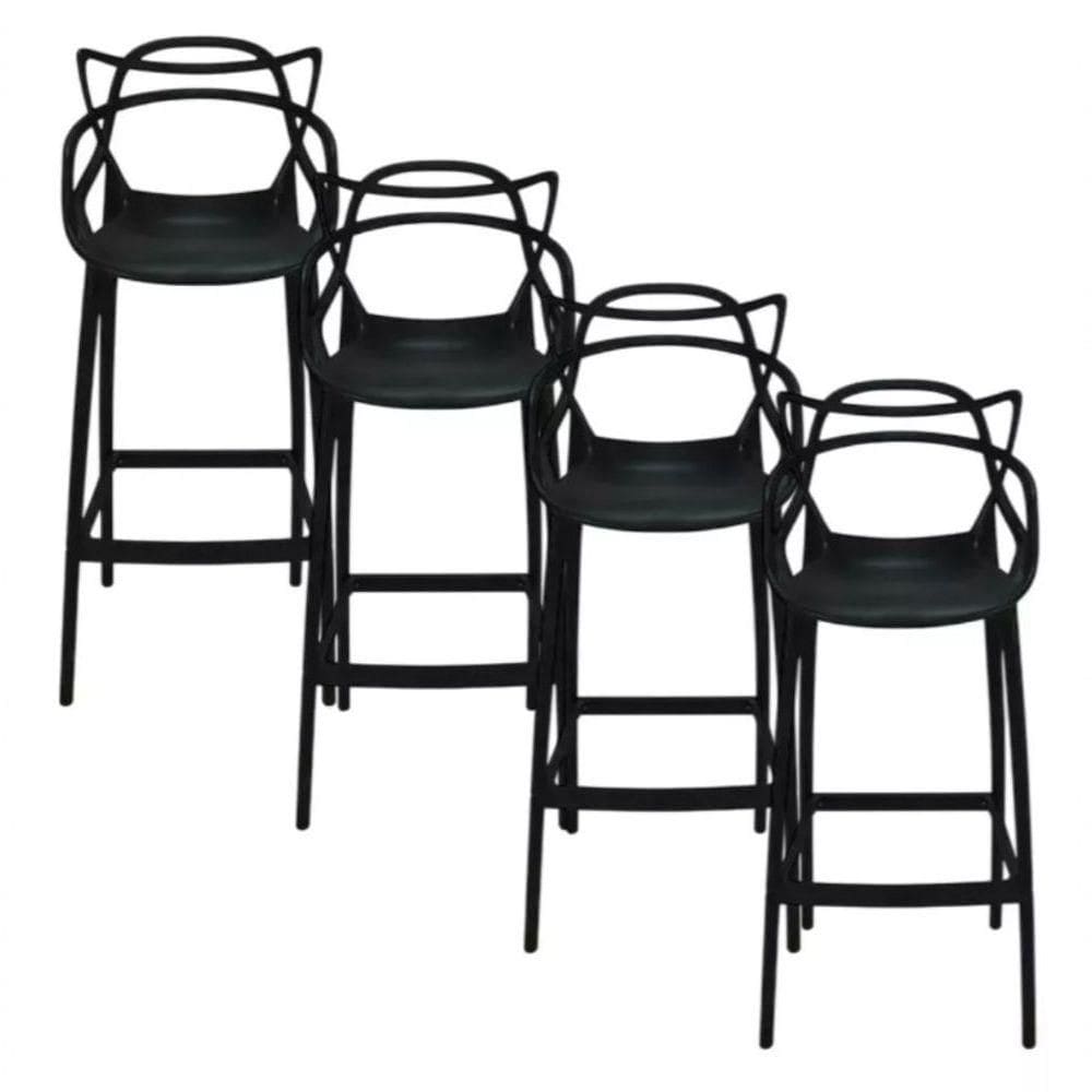 Kit 4 Banqueta Allegra Alta Master Preta UMIX401