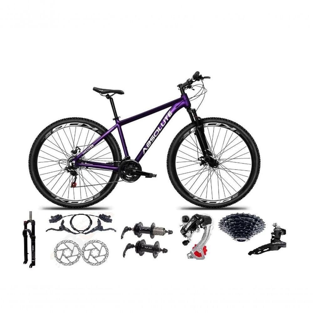 Bicicleta Aro 29 Absolute Nero 5 Câmbios Shimano 24v K7 Freios Hidráulicos Garfo Trava - Roxo 17