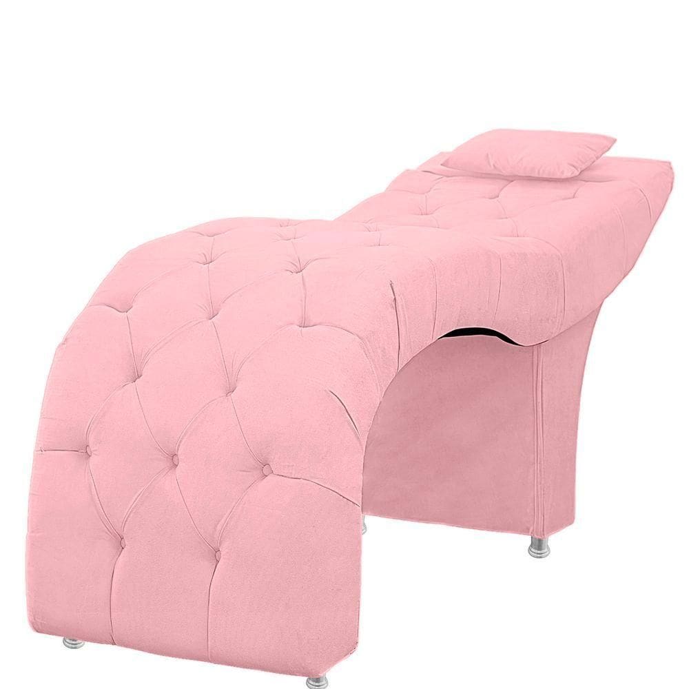 Maca Estofada Capitone Julia Para Estetica Facial Sombrancelha E Cilios Suede Cor Rosa Bebe