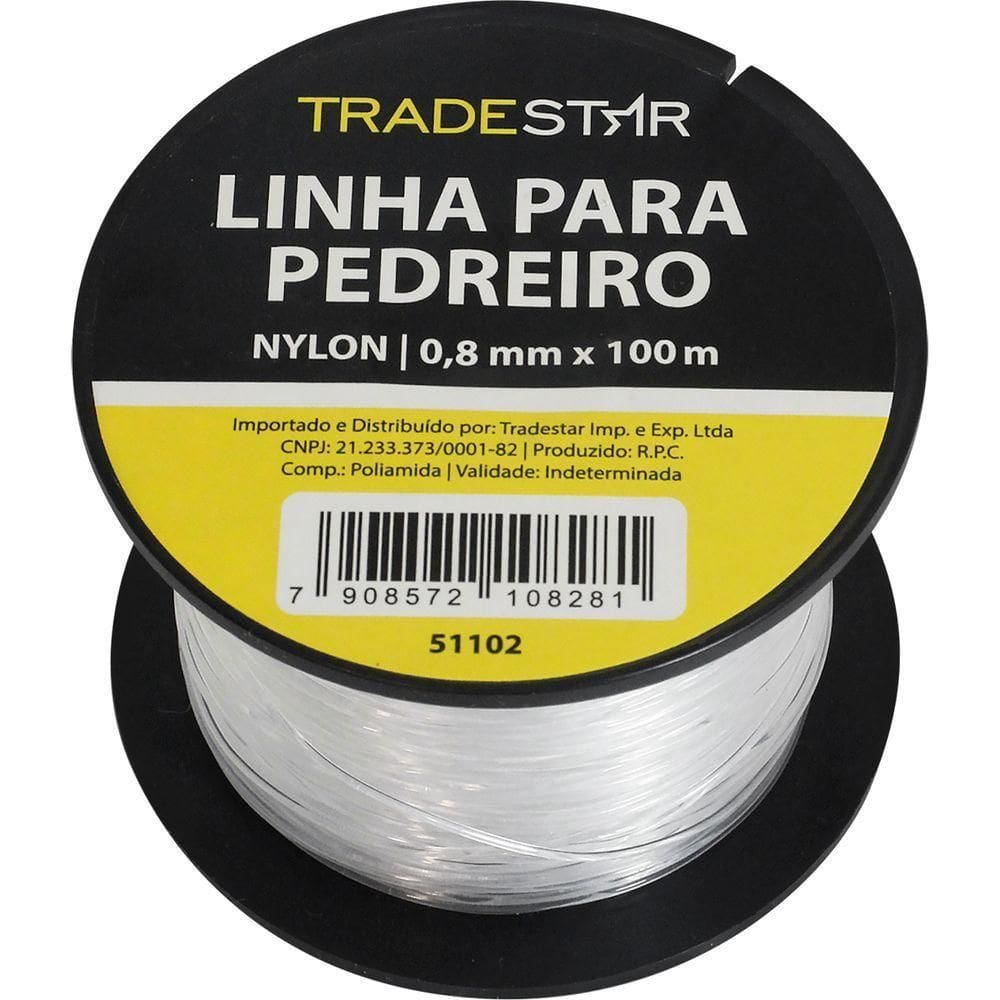 Linha Pedreiro Nylon Lisa 0,8mmx100m Bca Com 2 Tradestar