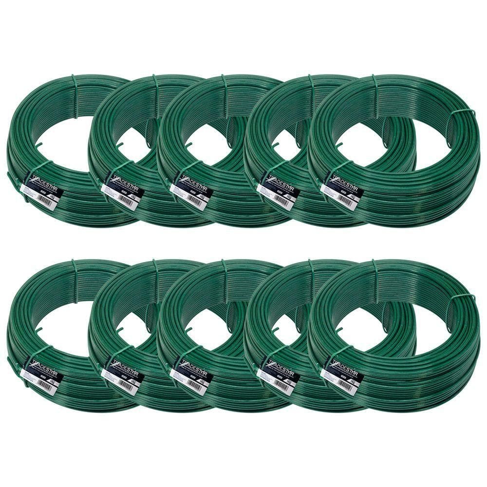 Kit C/ 10 Arame P/ Tela Revestido Pvc 1kg Verde Bwg16 1,65mm